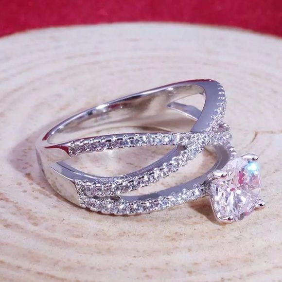 ✨💍925 Sterling Silver Cross Wrap Diamond Ring - Picture 6 of 6